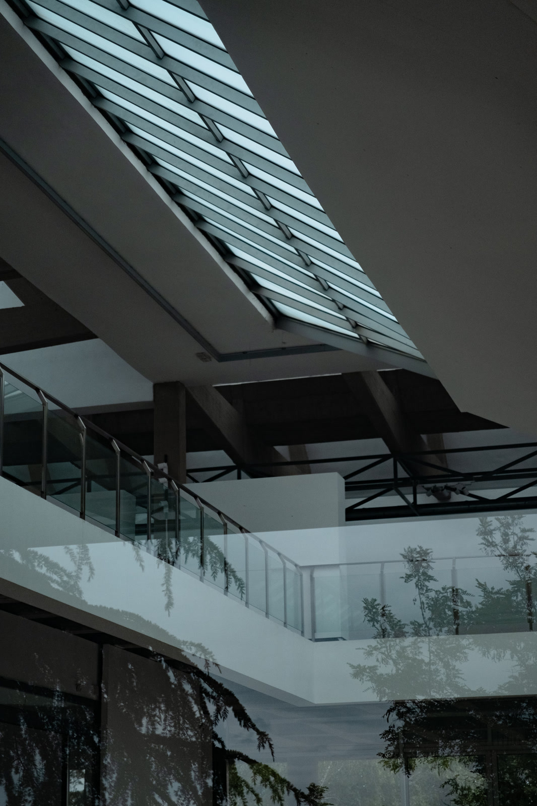 Skylight and railings in a modern interior