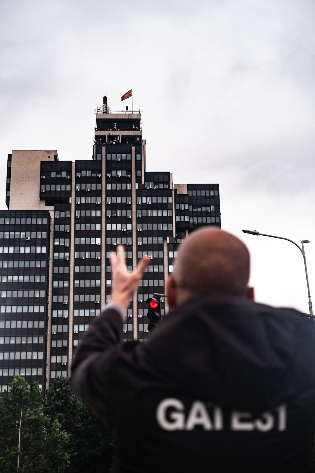 Photographing a tower block from below