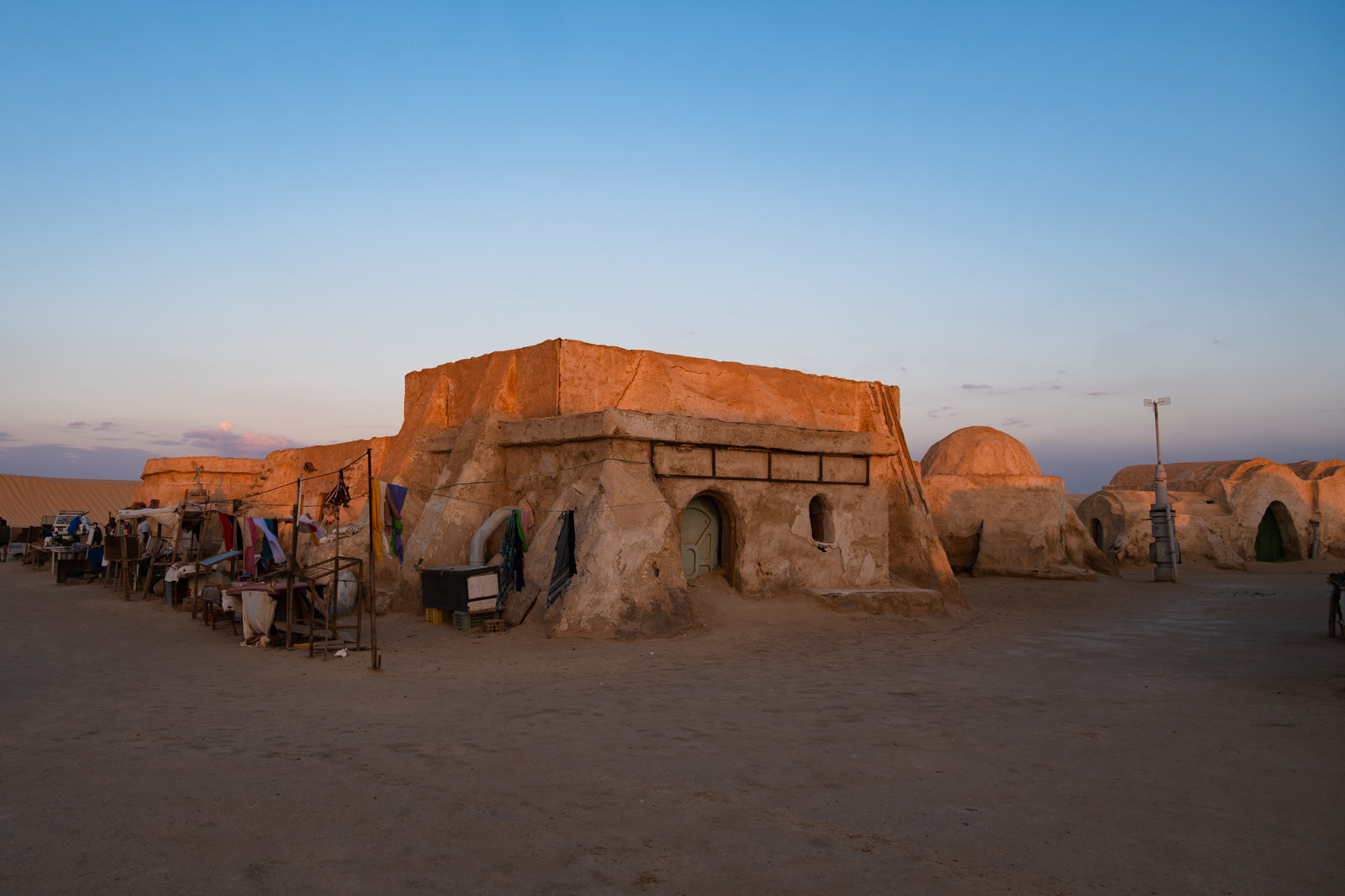 Mud-brick building at dusk